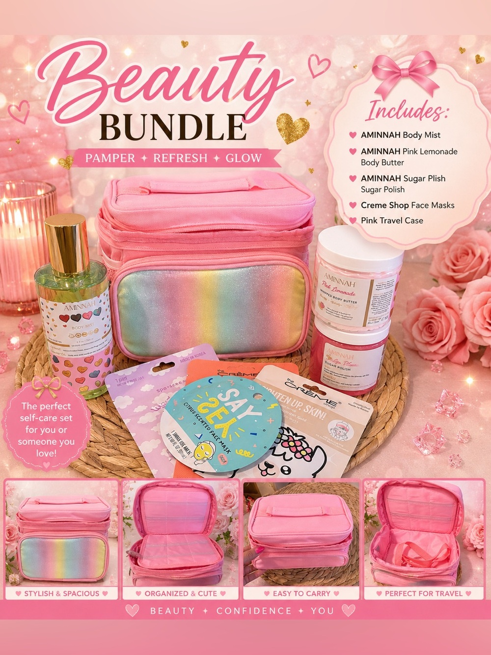 Pink Rainbow Travel Beauty Bundle